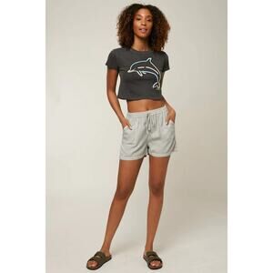 O'Neill Women's Medium Pearl Gray Fern Shorts Drawstring Summer Vacation J4-34